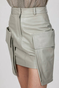 MINI CARGO LEATHER SKIRT