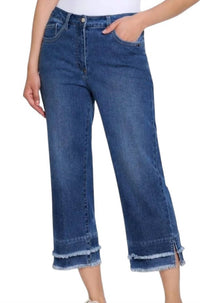Multiples - Women's Button Zip Front 5 Pocket Crop Jean
