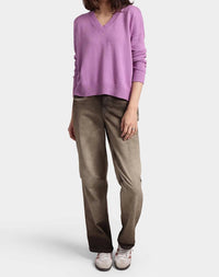 Minnie Rose - Cotton Cashmere Boxy V-neck Sweater