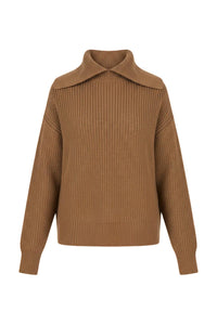 Autumn Cashmere Women's Long Sleeve Shaker Sweater in camel - women's sweater