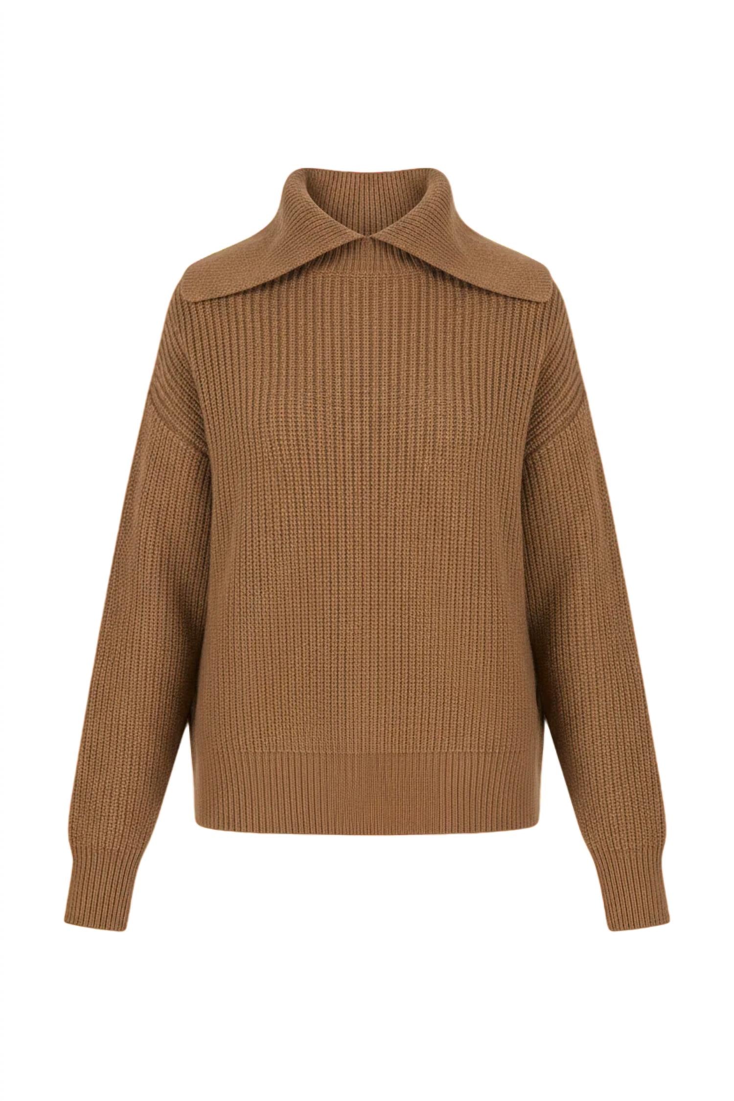 Autumn Cashmere Women's Long Sleeve Shaker Sweater in camel - women's sweater