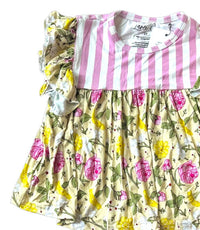 Laree + Co. - Girl's Emma Floral Bamboo Flutter Sleeve Tunic and Short Set