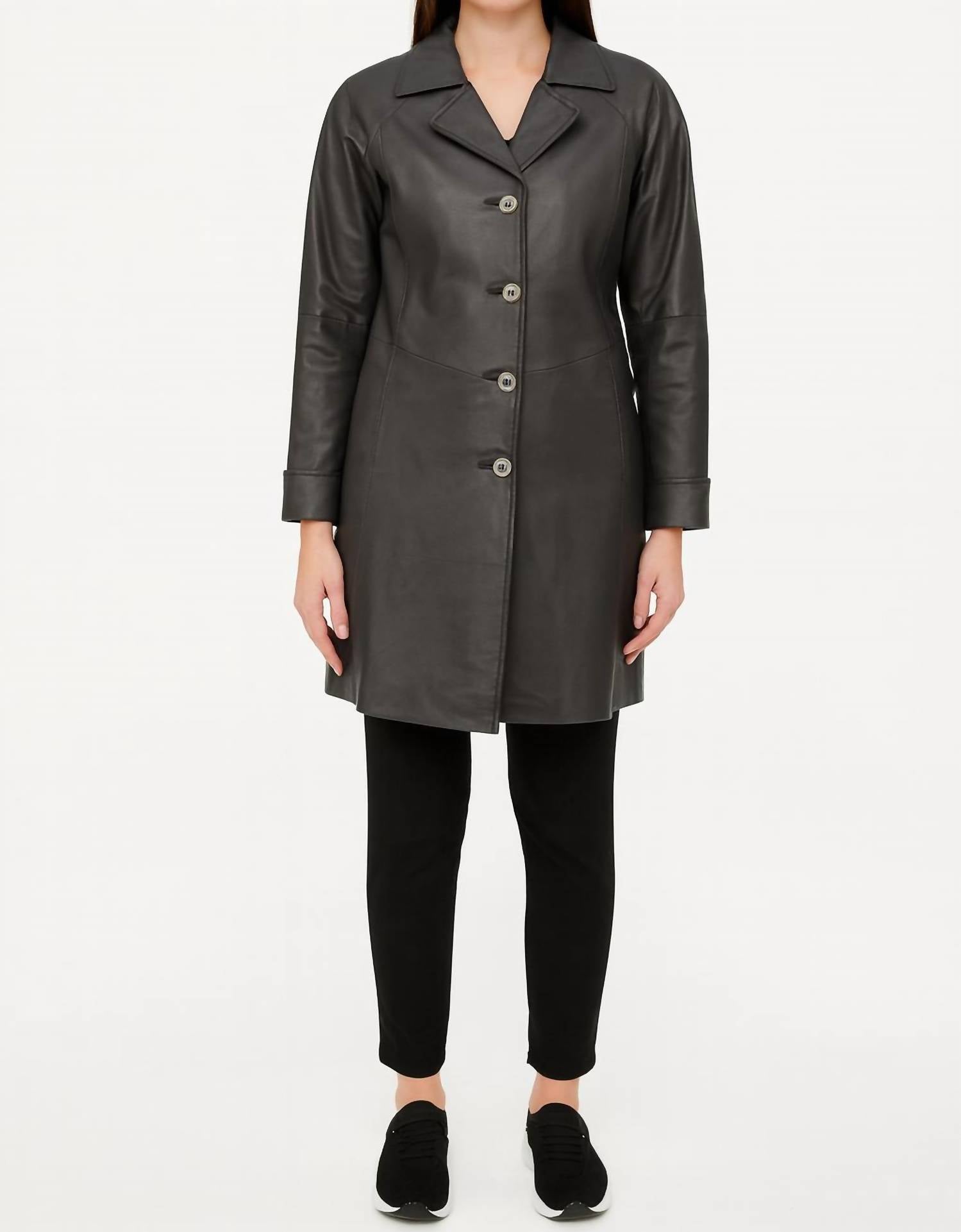 Excelled Collection - Genuine Leather Mid-length Coat