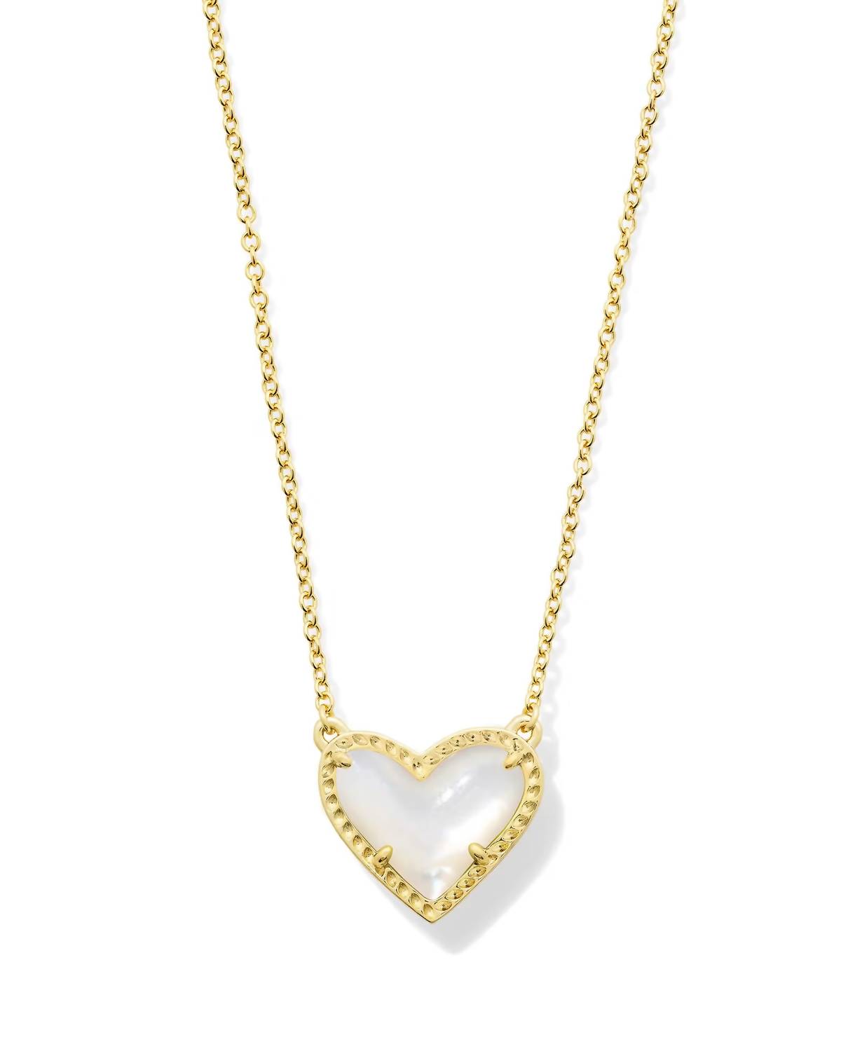 Kendra Scott Women's Ari Heart Pendant Necklace in ivory mother of pearl - women's jewelry