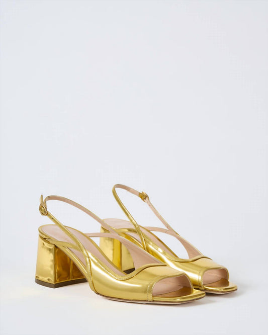 Rupert Sanderson - Women's Calvacade Mirror Gold 60mm Block Heel Peep Toe