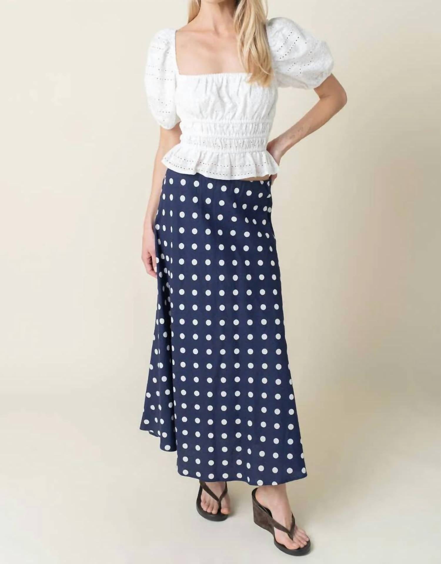 Olivaceous - Marisa Polka Dot Maxi Skirt