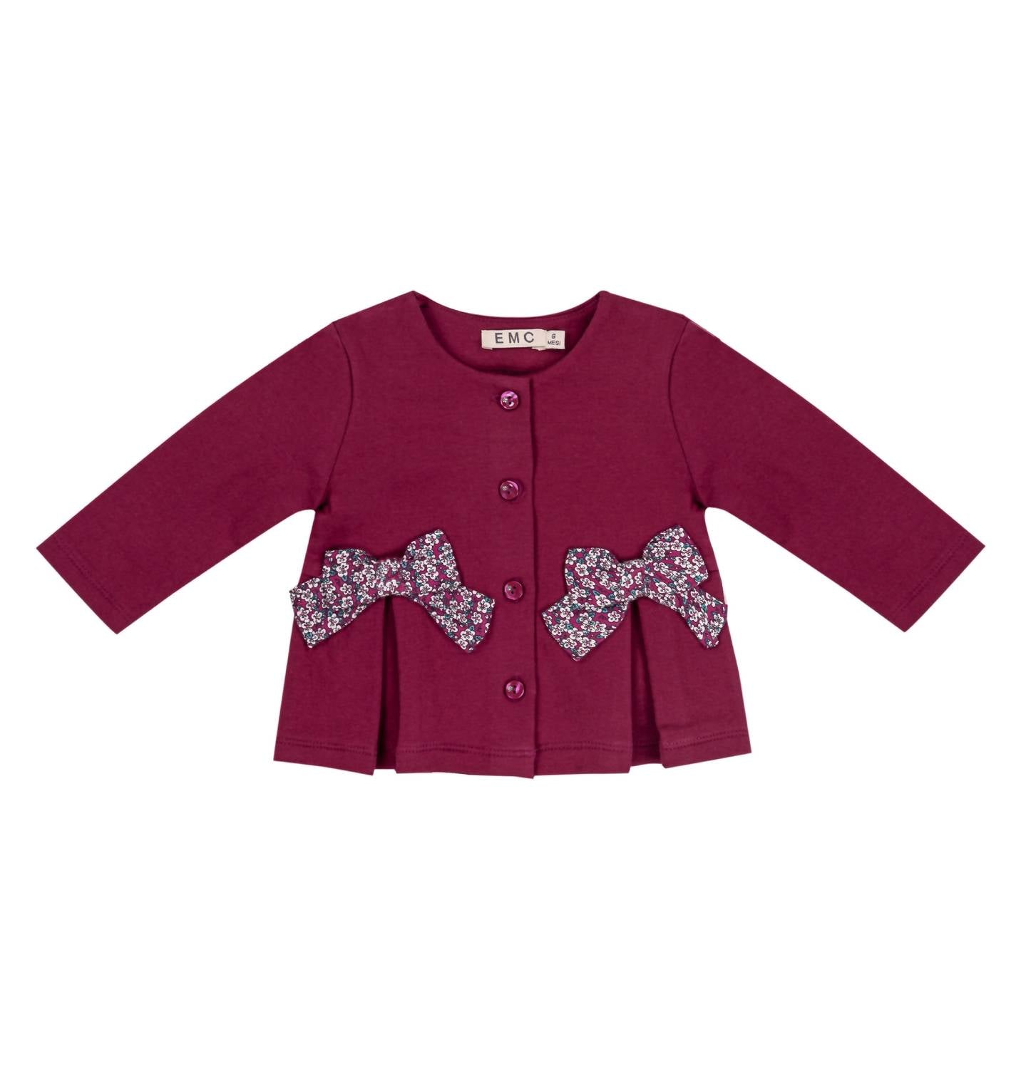 Emc - Girl's Cardigan With Button Front And Bow Detailing