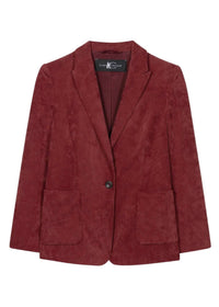LUISA CERANO Corduroy One Button Blazer in berry red - women's jacket - view 6
