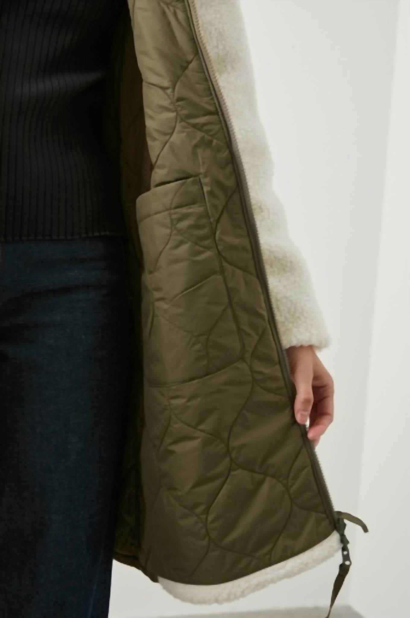 Rails Granger Reversible Sherpa Jacket in ivory olive mix - women's jacket - alternate view