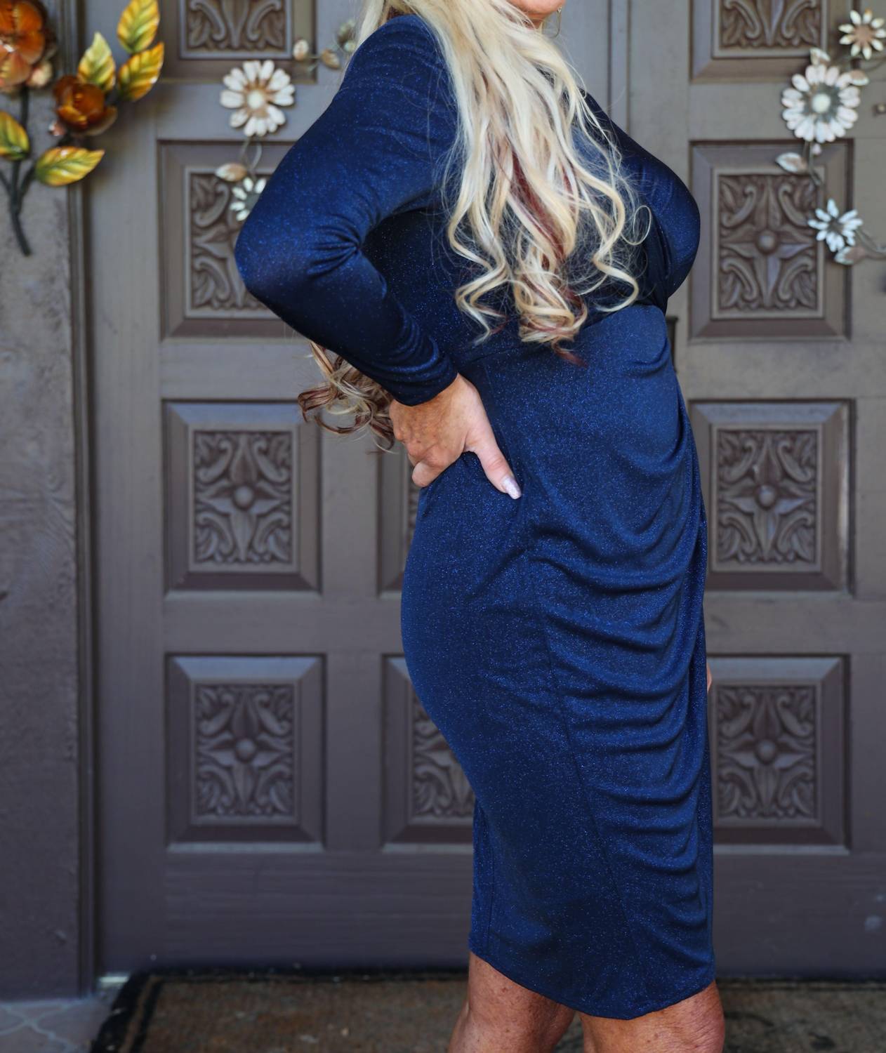 Cocktail Sparkle Faux Wrap Dress