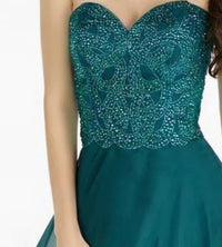 ALYCE PARIS Strapless Embellished Chiffon Gown in pinehurst - women's dress - detail view