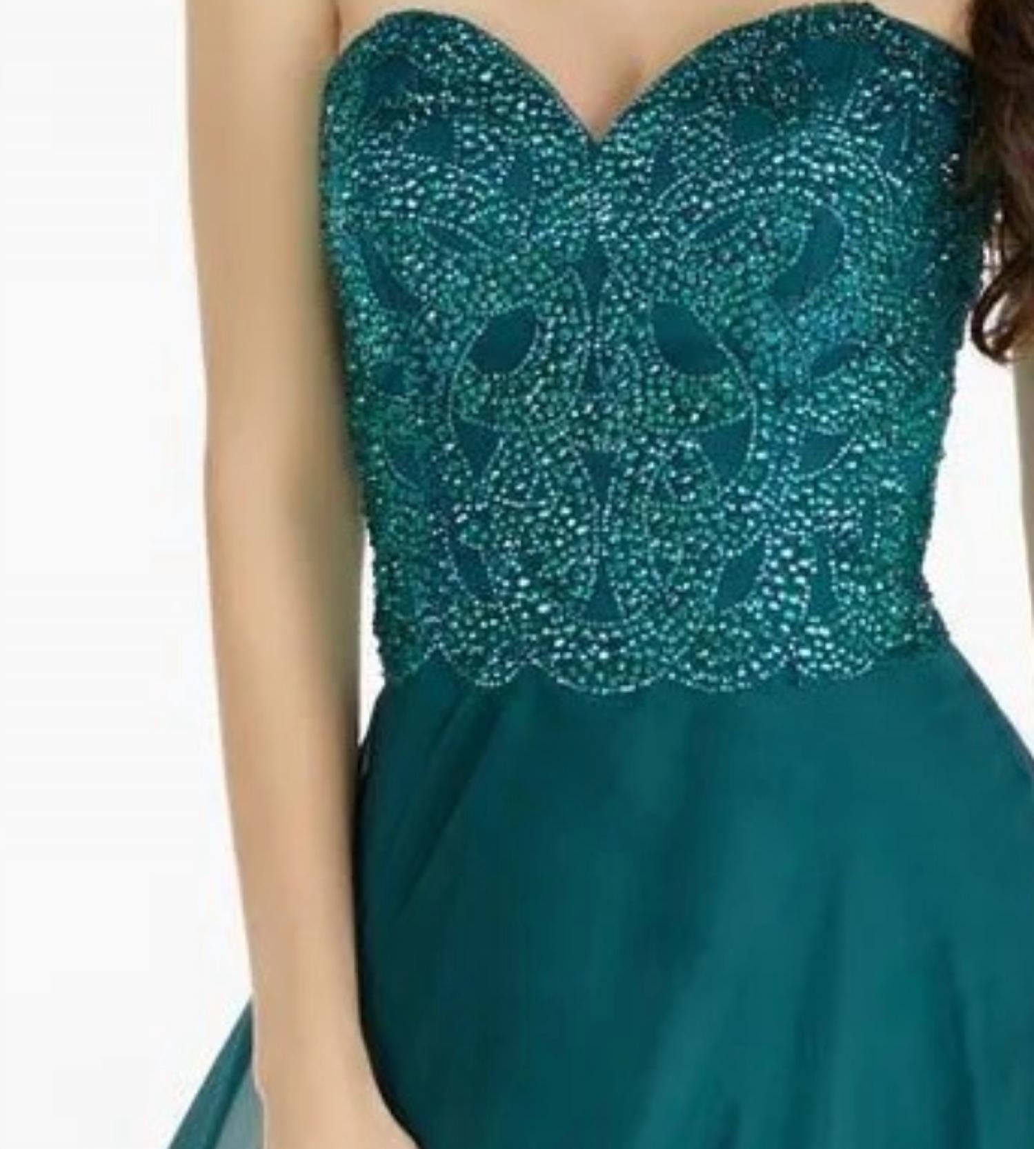 ALYCE PARIS Strapless Embellished Chiffon Gown in pinehurst - women's dress - detail view