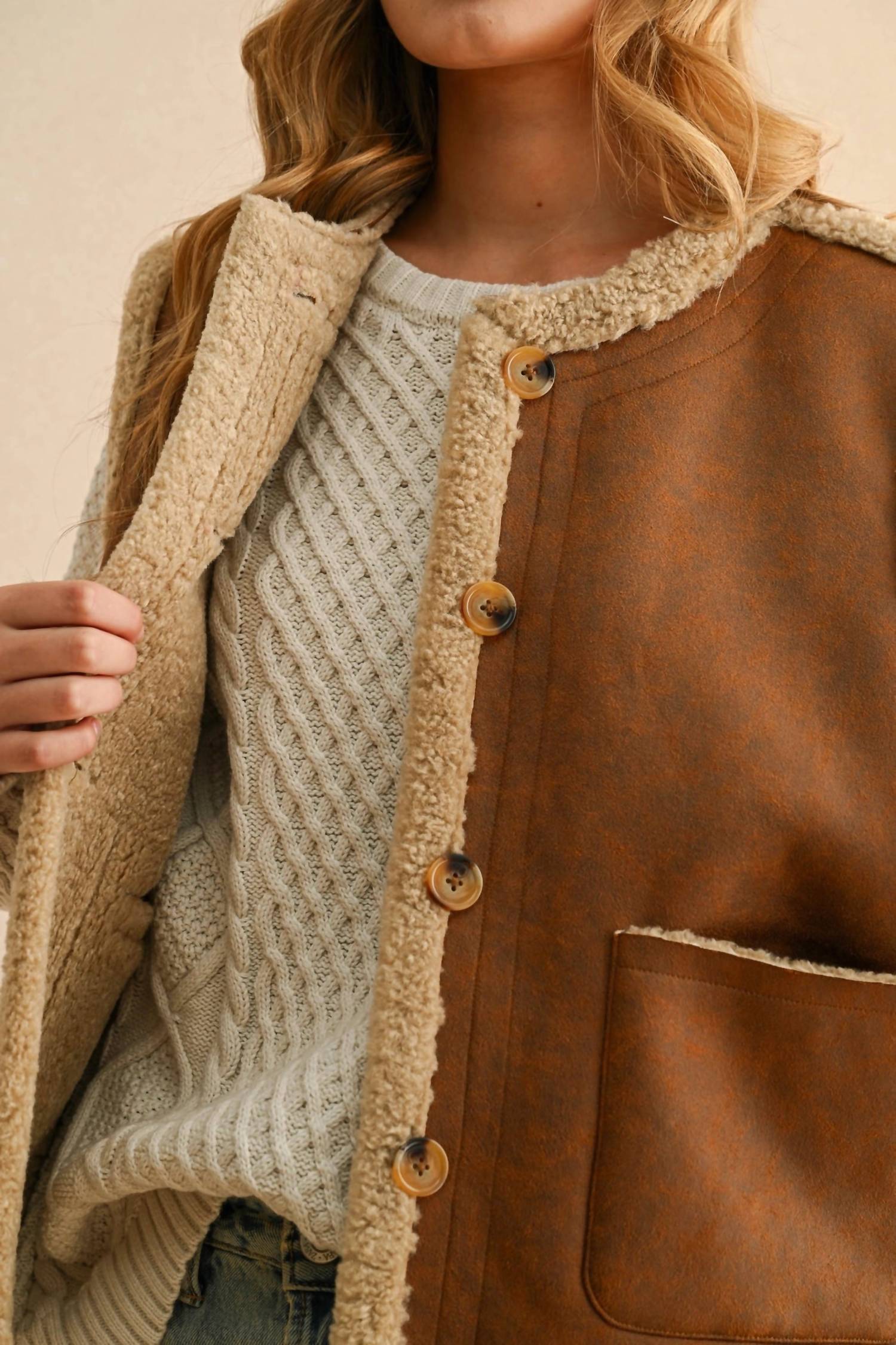 Miou Muse - Reversible Sherpa Vest