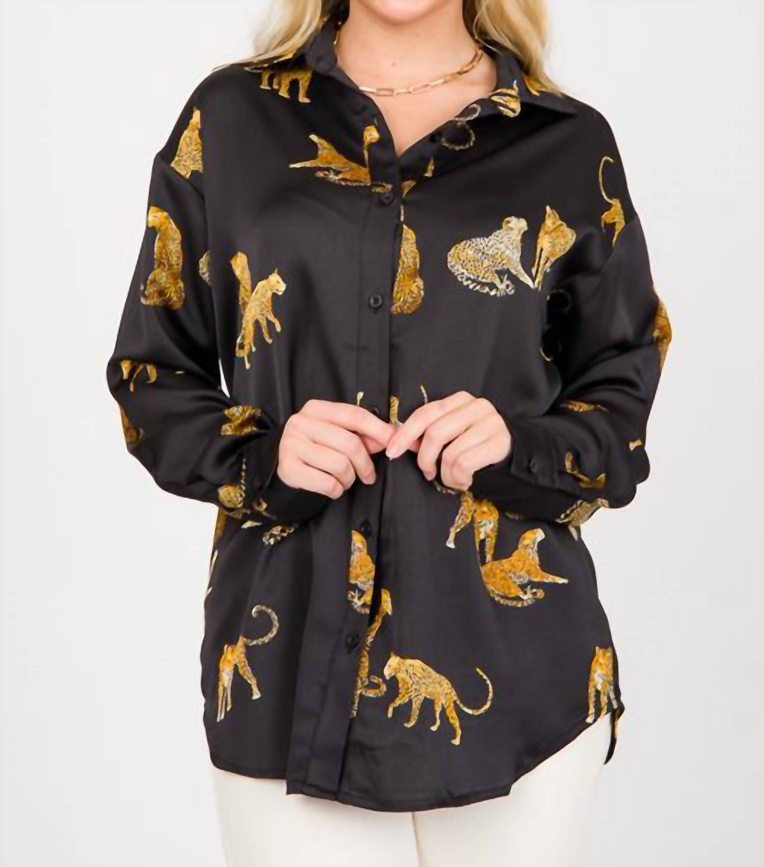 Mazik - Satin Leopard Blouse