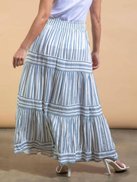 Papillon Women's Tiered Skirt in blue - women's skirt - detail view