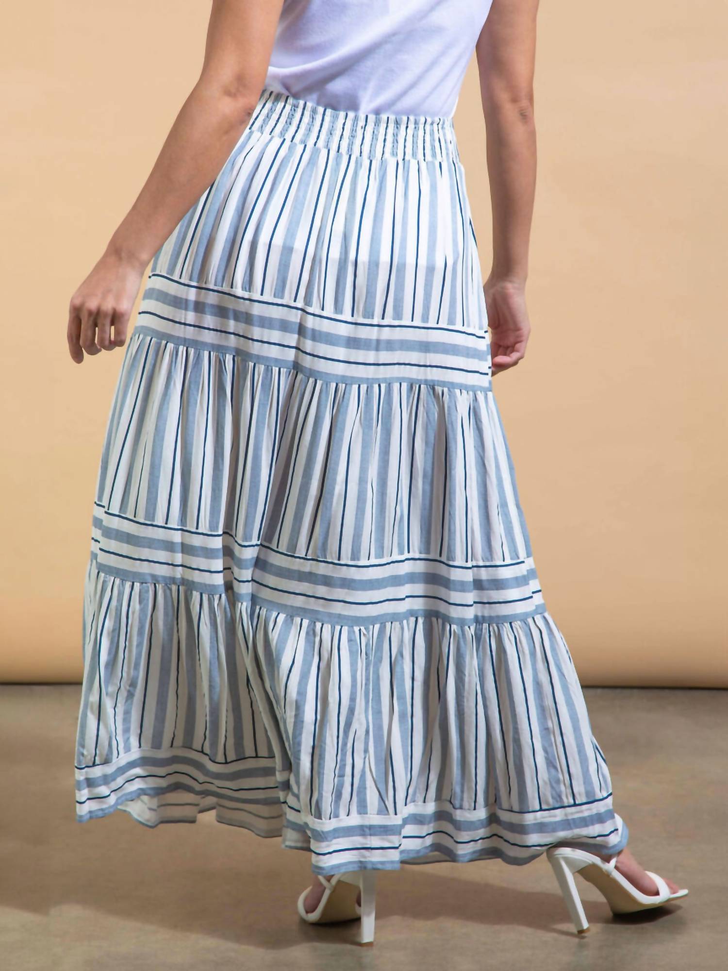Papillon Women's Tiered Skirt in blue - women's skirt - detail view