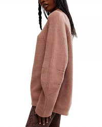 Free People Sunbeam Textured Sweater in antler - women's sweater - alternate view
