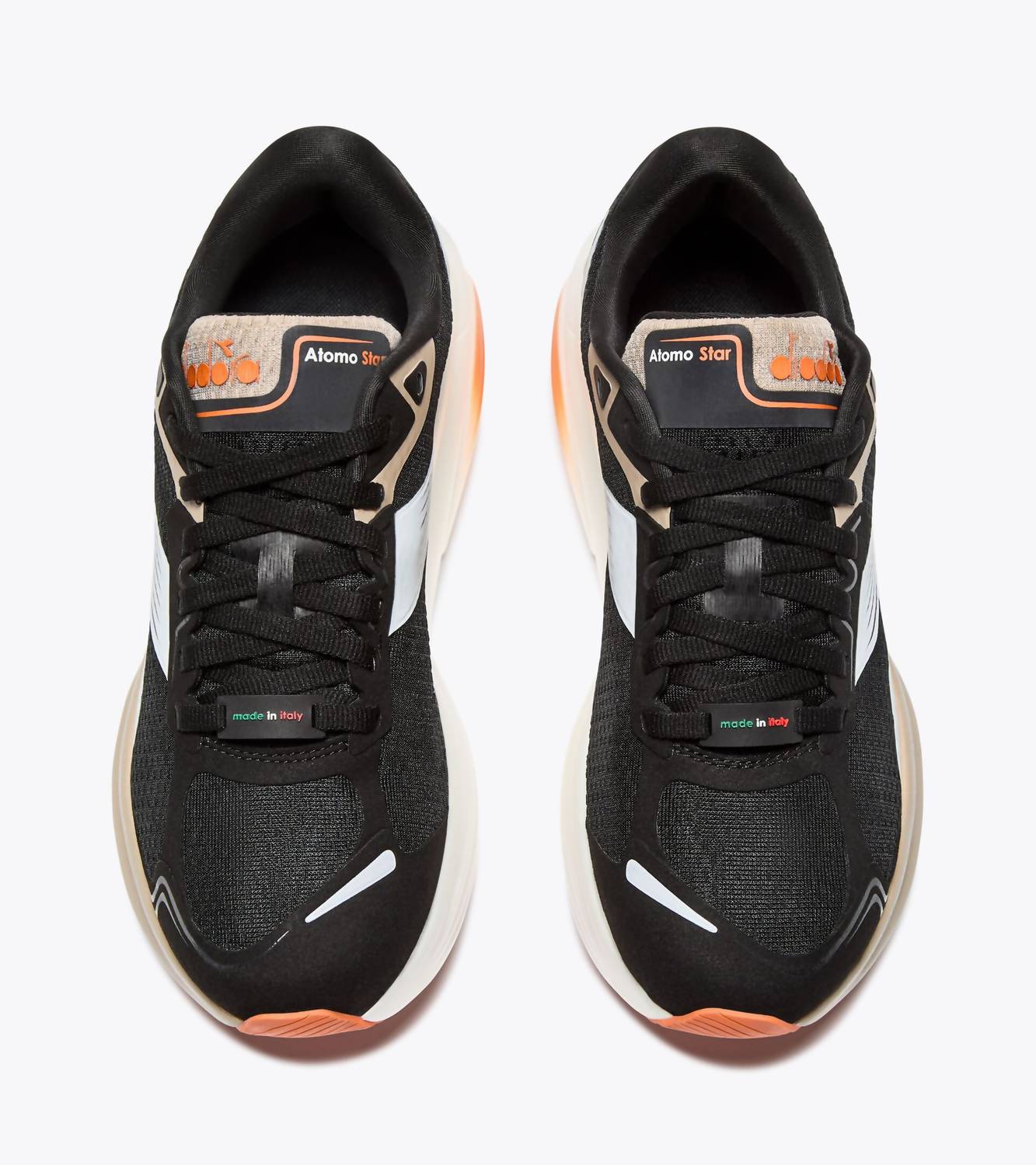 diadora Unisex Atomo Star Shoe in black white humus - men's shoe - detail view