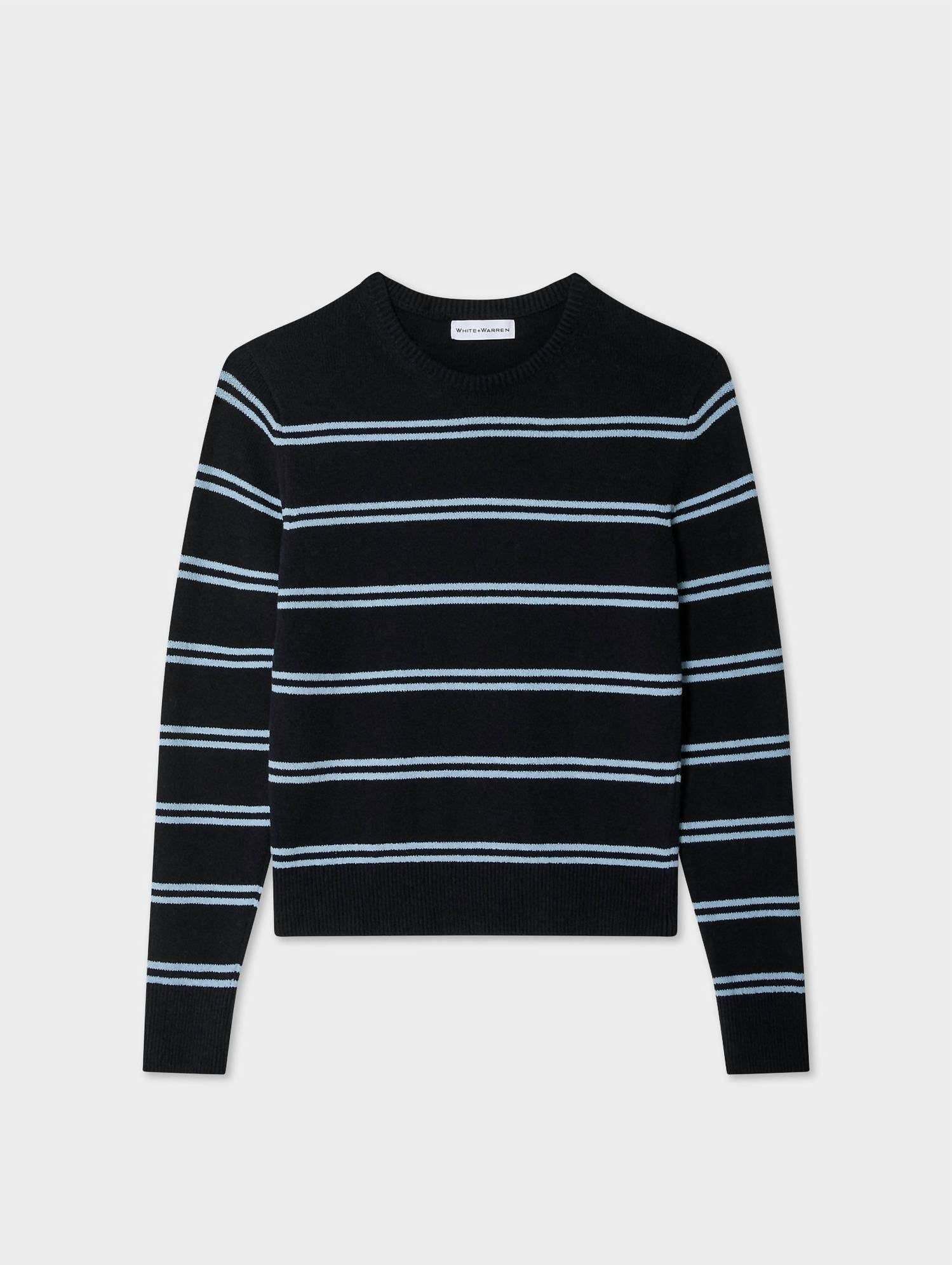 White + Warren - Fine Cotton Boucle Stripe Crewneck Sweatshirt