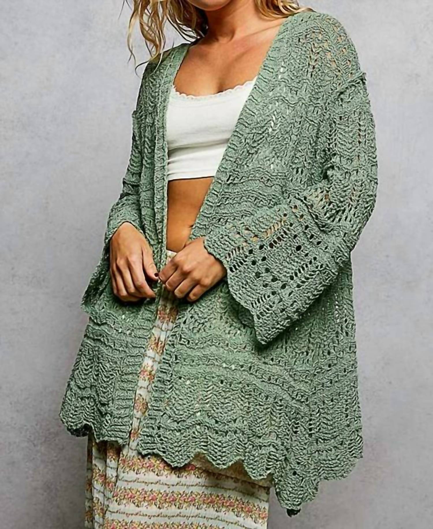 Pol - Long Sleeve Crochet Sweater Cardigan