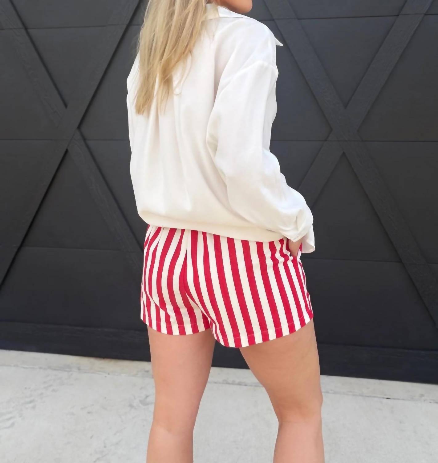 Anniewear - Striped Cotton Twill Mini Shorts