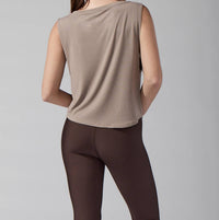 HEROINE SPORT Jersey Base Tank Top in taupe - women's tank top - detail view