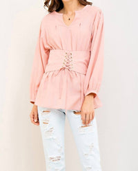 Entro - Tie Front Long Sleeve Blouse