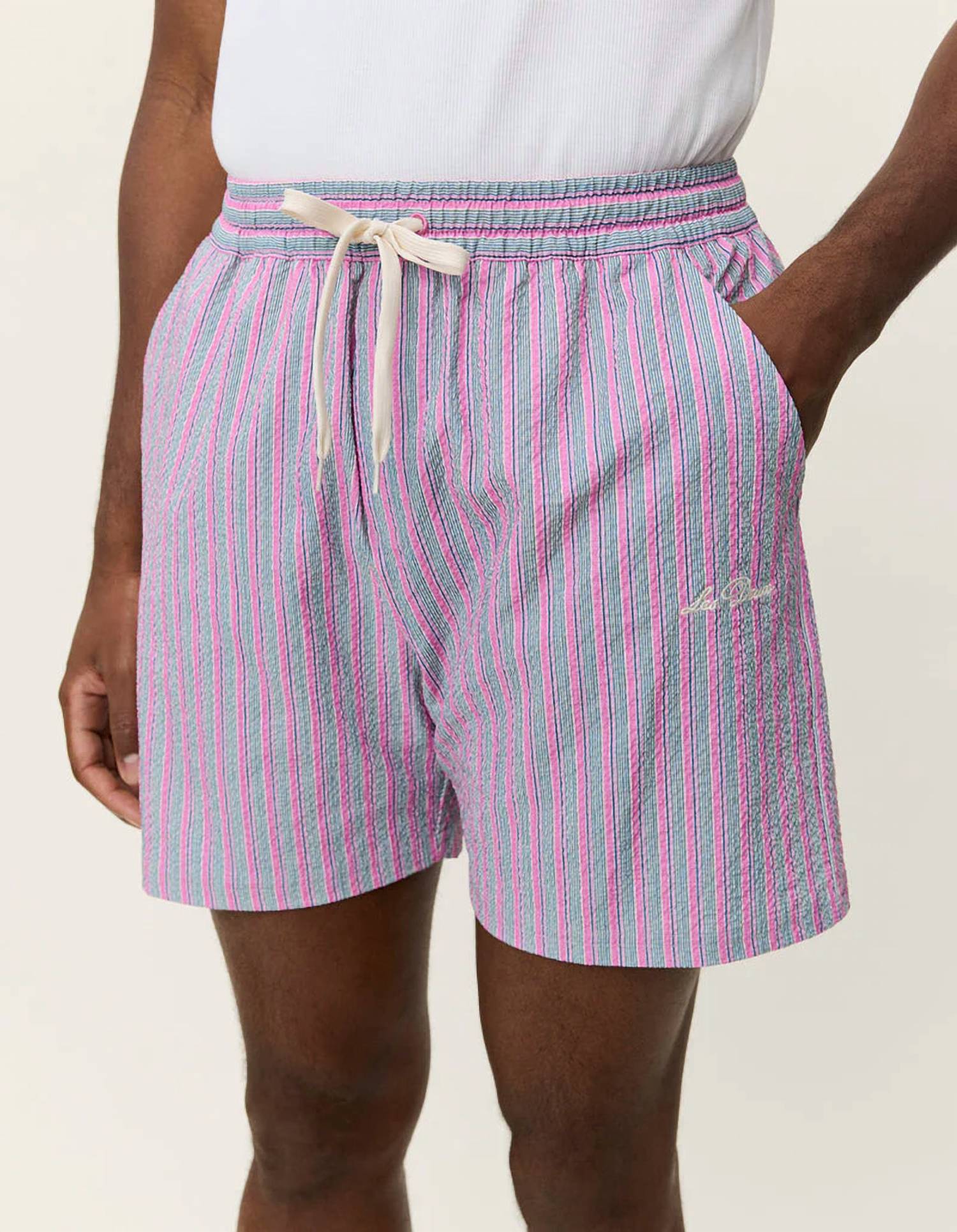 Les Deux - Stan Stripe Seersucker Swim Shorts