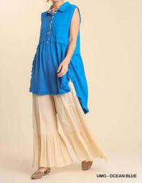 Umgee - Frayed Sleeveless Tunic Top