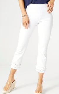 COCO + CARMEN Omg Capri Jeans With Embroidered Eyelet Trim in white - women's jeans