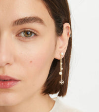 Tory Burch - Kira Logo & Imitation Pearl Earrings