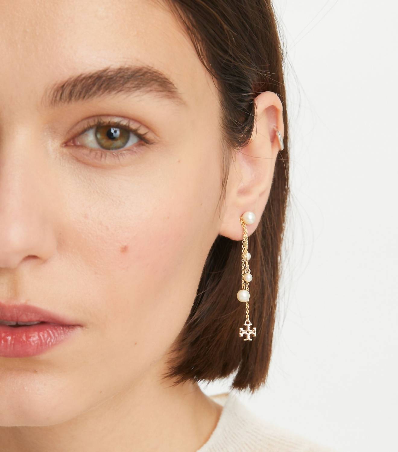Tory Burch - Kira Logo & Imitation Pearl Earrings