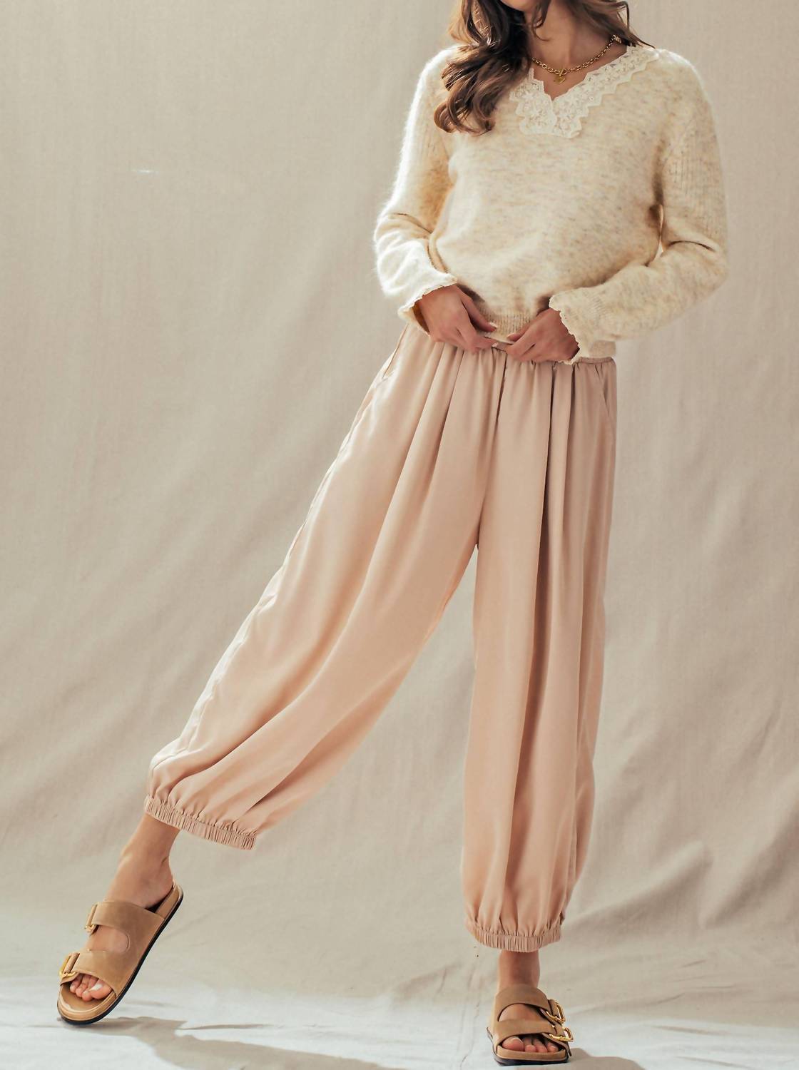 Urban Daizy - Boho Relaxed Fit Elastic Cuff Jogger Pants