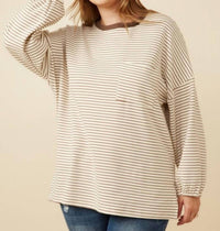 Hayden La - Soft Stripe Knit Contrast Top - Plus