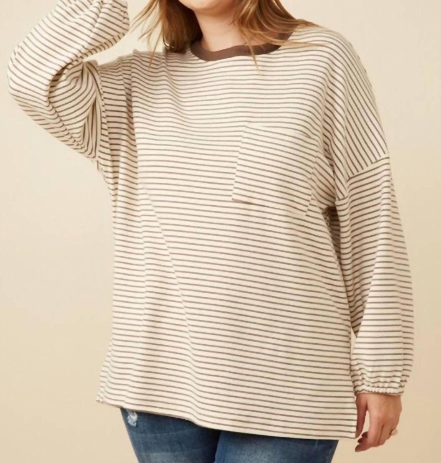 Hayden La - Soft Stripe Knit Contrast Top - Plus