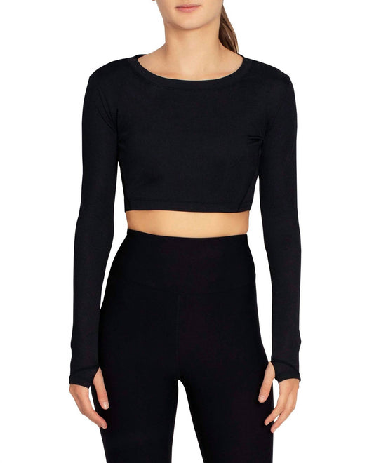 Nicole Miller - Cropped Active Long Sleeve Top