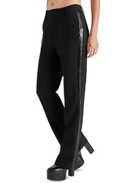 STEVE MADDEN Waverly Sequin Stripe Kick Flare Pants in black - women's pants - detail view