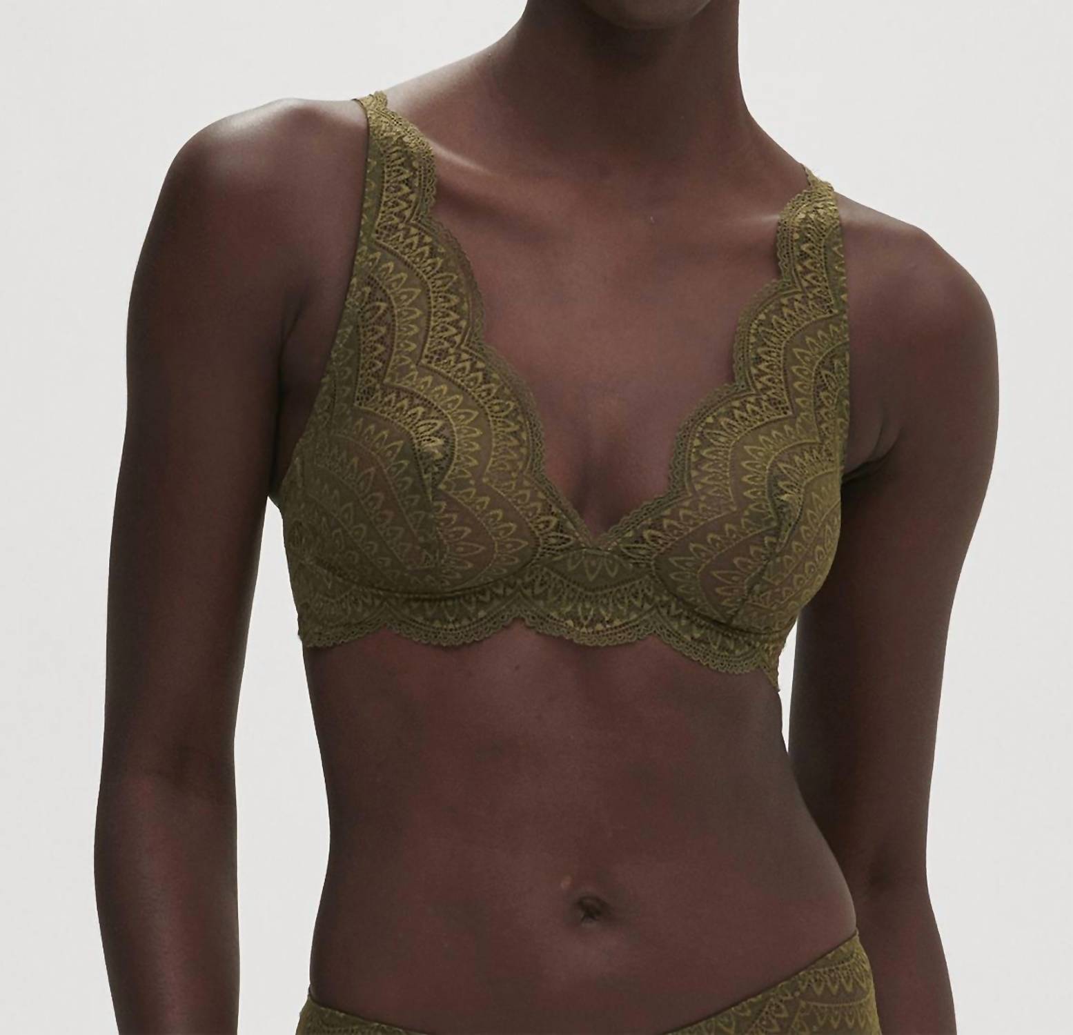 Simone Perele Karma Lace Unlined Bralette in adventure green - women's intimate