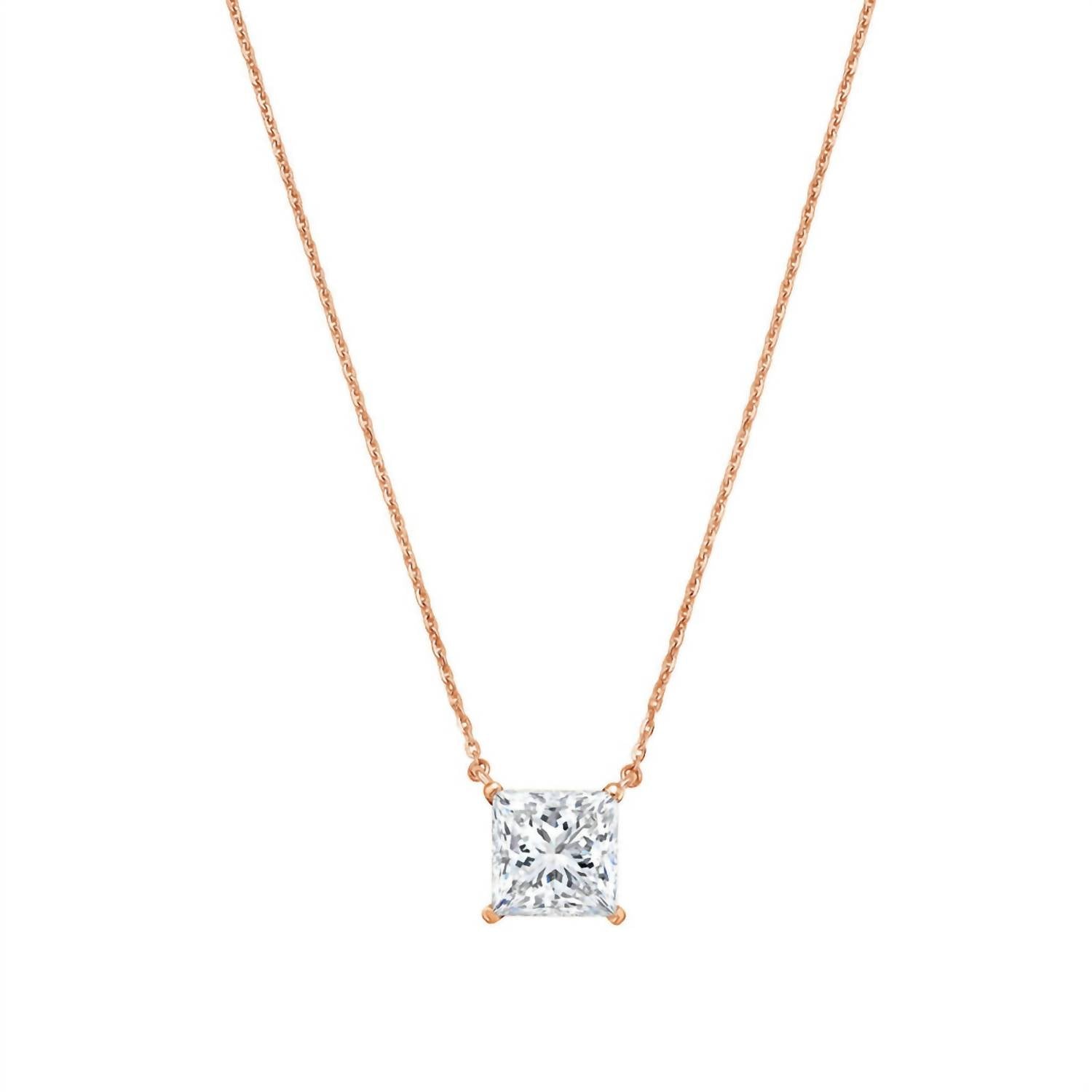 Diana M Jewels - 10.00 Ct Lab-grown Princess-cut East–west Diamond Pendant Necklace
