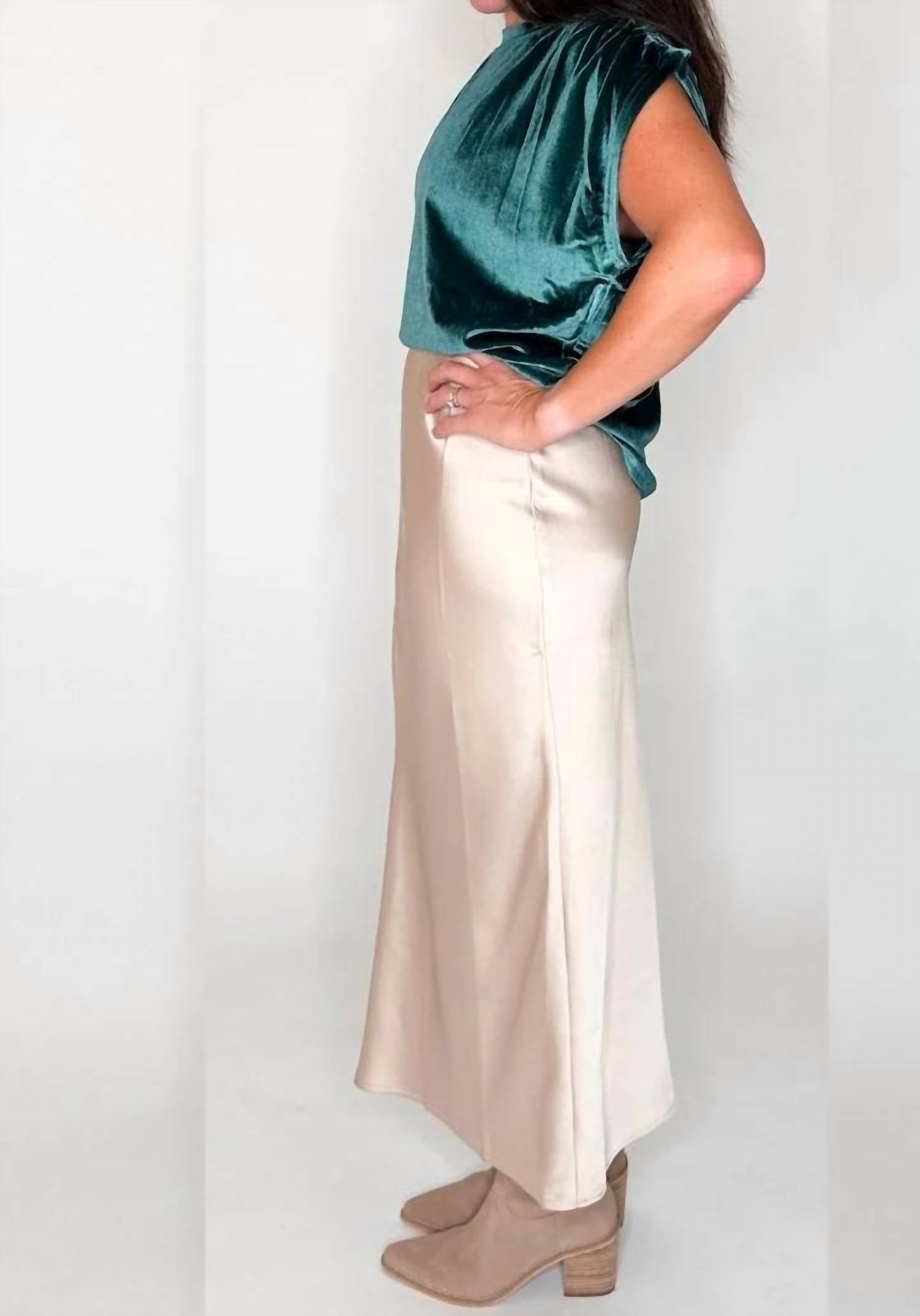 Amaryllis - Velvet Ruched Shoulder Tee