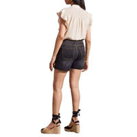 TRIBAL Audrey Girlfriend Classic Denim Short in dusty black - women's shorts - alternate view