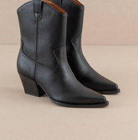 OASIS SOCIETY Women's Ames Short Cowboy Booties in black - women's shoe - detail view