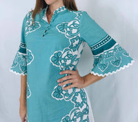 IslaPayal Como Midi Dress in carnation teal - women's dress - detail view
