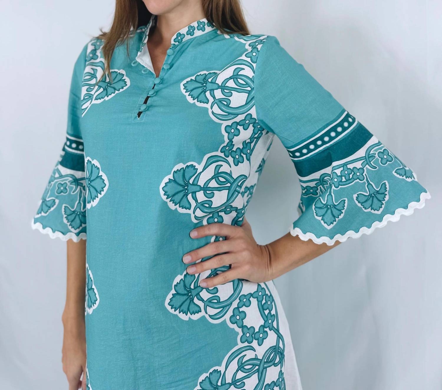 IslaPayal Como Midi Dress in carnation teal - women's dress - detail view