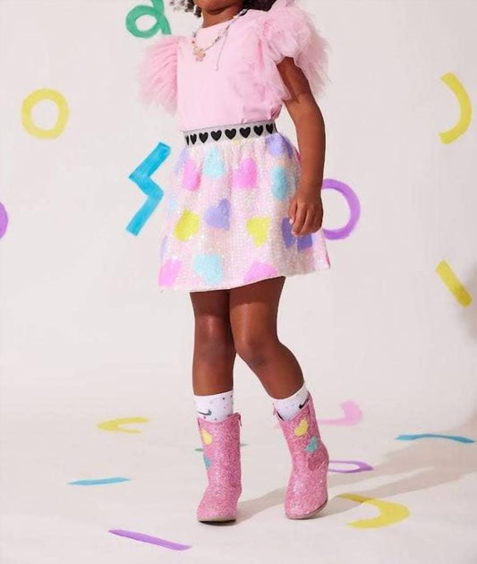 Lola + The Boys - Girl's Candy Hearts Sequin Skirt