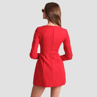 Sky To Moon - Boat Neck Long Sleeve Slim Fit-In Mini Dress