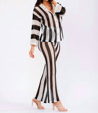 Little Secret Of Mine - Colorblock Knit Top & Pants Set