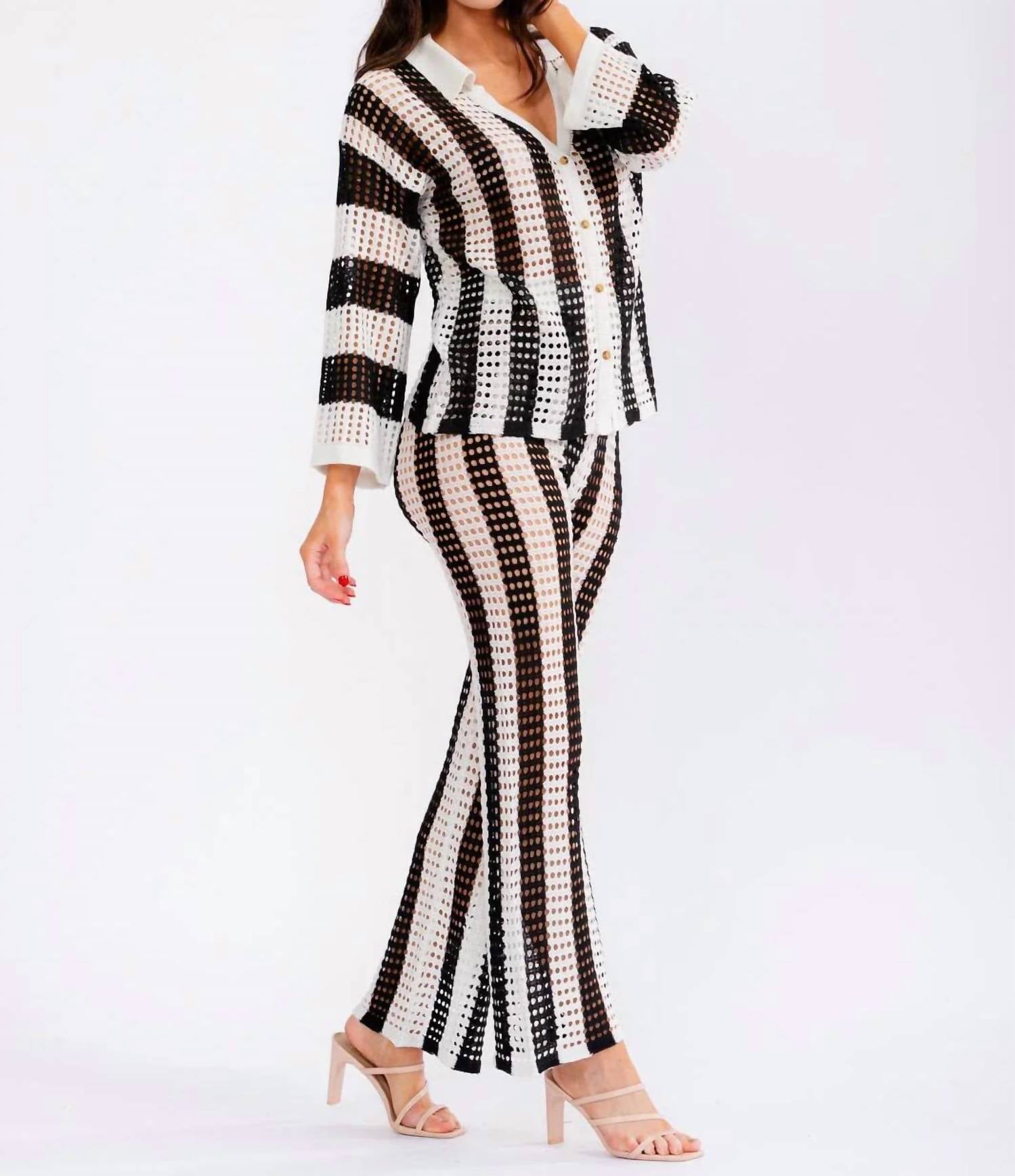Little Secret Of Mine - Colorblock Knit Top & Pants Set