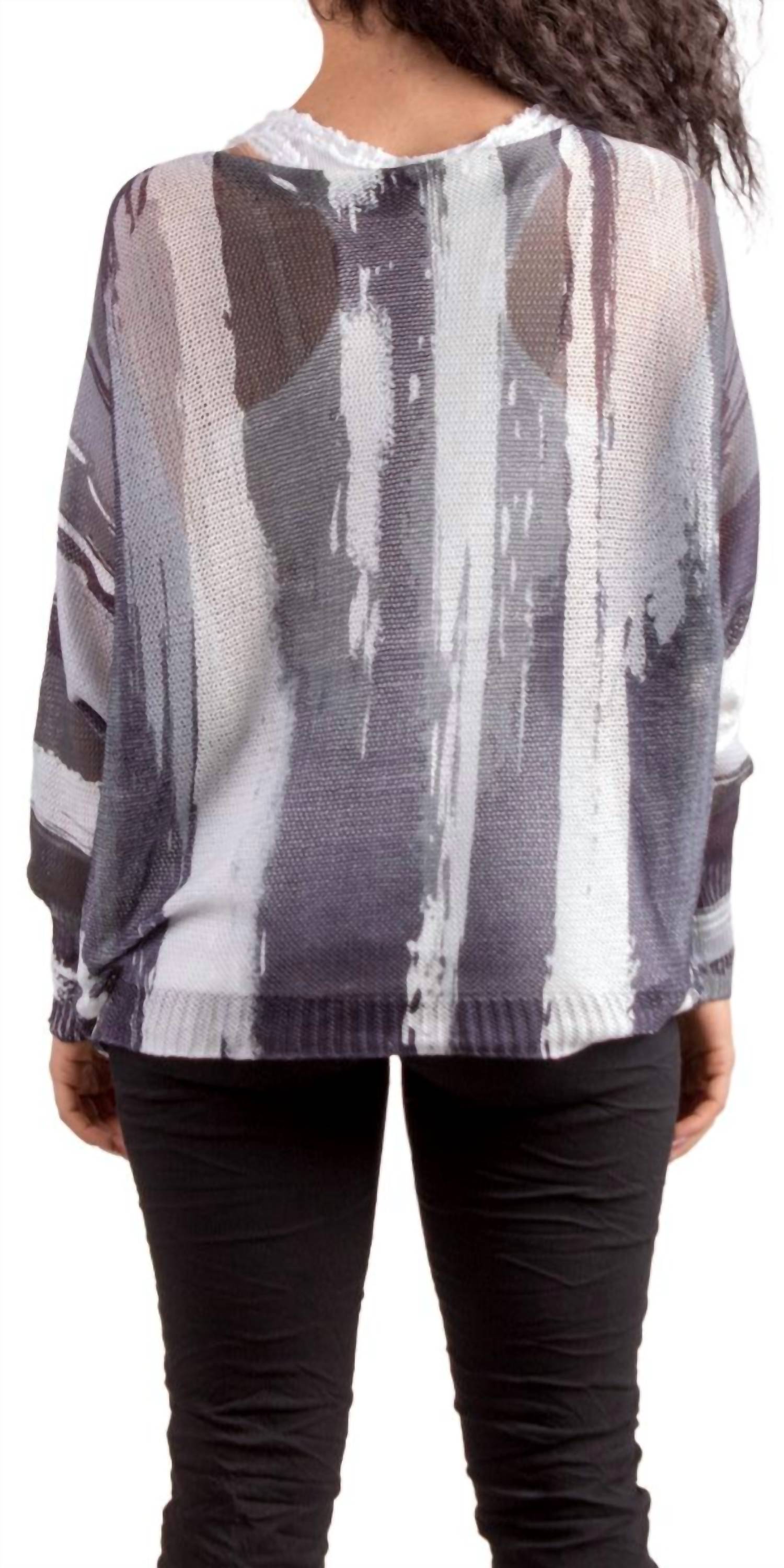 GIGI MODA Brushstroke Print Emy Batwing Sweater in black - women's sweater - detail view