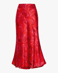 Aiifos Linda Slip Midi Skirt in pink and red marble - women's skirt - detail view